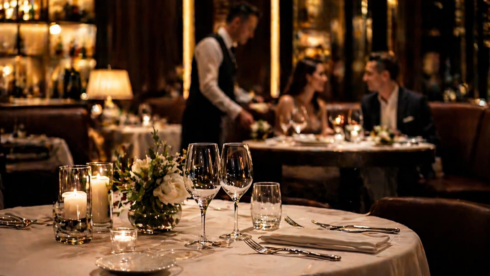 Service detail at a fine dining table